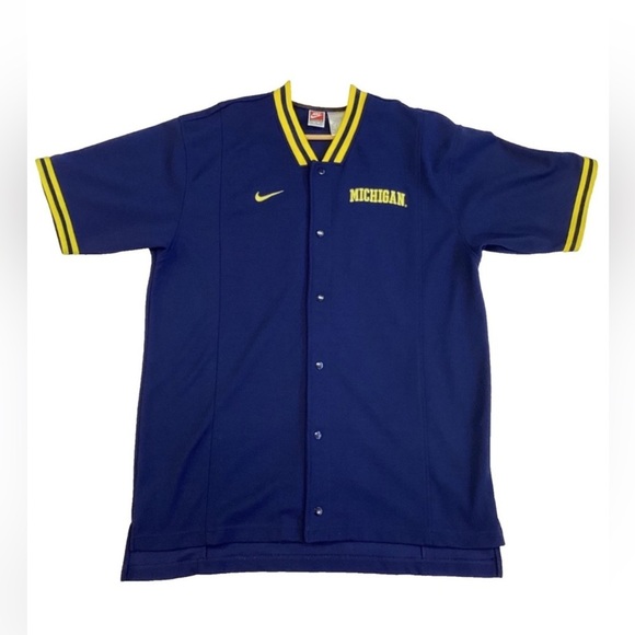 Nike Other - Nike Michigan Wolverines Snap Button Jersey Shirt Blue Yellow Men’s XL